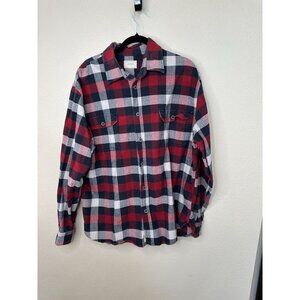 Jachs Mens Red Black Red Flannel 2XL long sleeve button up collared‎ cotton